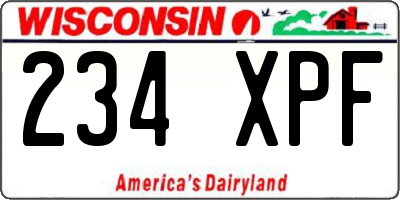 WI license plate 234XPF
