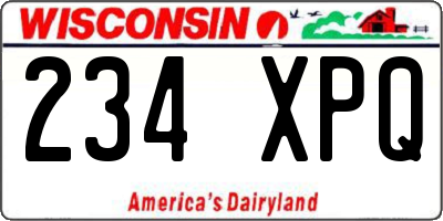 WI license plate 234XPQ