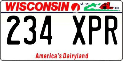 WI license plate 234XPR