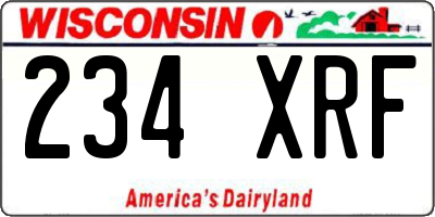 WI license plate 234XRF