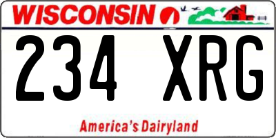 WI license plate 234XRG