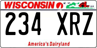 WI license plate 234XRZ