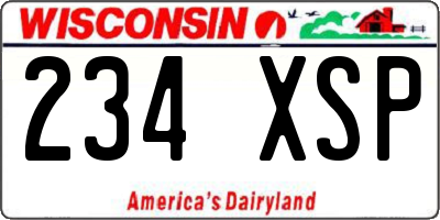 WI license plate 234XSP