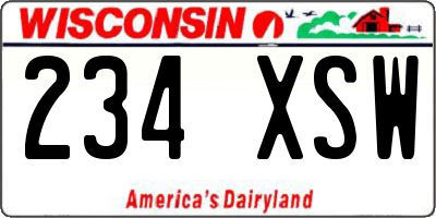 WI license plate 234XSW