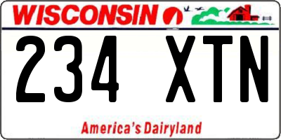 WI license plate 234XTN