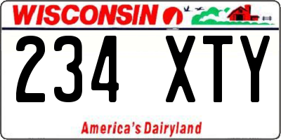 WI license plate 234XTY