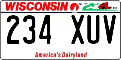 WI license plate 234XUV