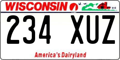 WI license plate 234XUZ