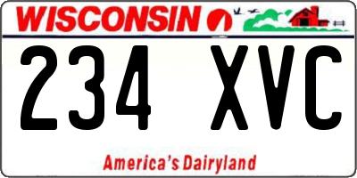 WI license plate 234XVC