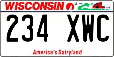 WI license plate 234XWC