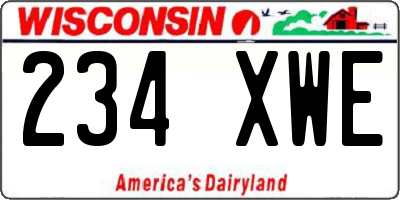 WI license plate 234XWE
