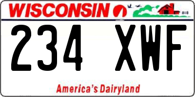 WI license plate 234XWF