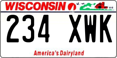 WI license plate 234XWK