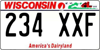 WI license plate 234XXF