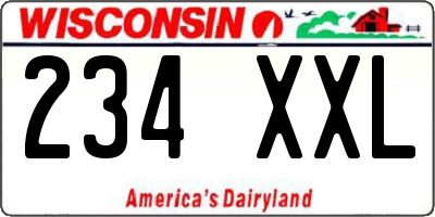 WI license plate 234XXL