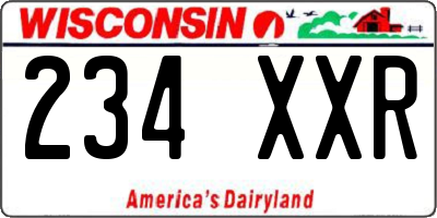 WI license plate 234XXR