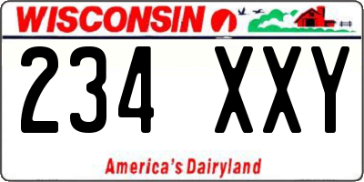 WI license plate 234XXY