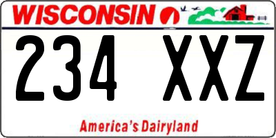 WI license plate 234XXZ