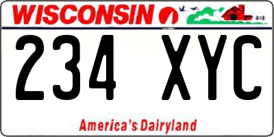 WI license plate 234XYC