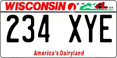 WI license plate 234XYE