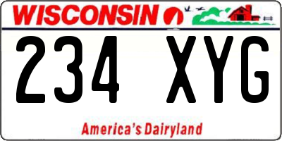 WI license plate 234XYG