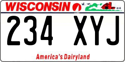 WI license plate 234XYJ