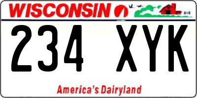 WI license plate 234XYK