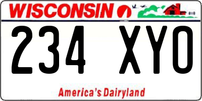 WI license plate 234XYO