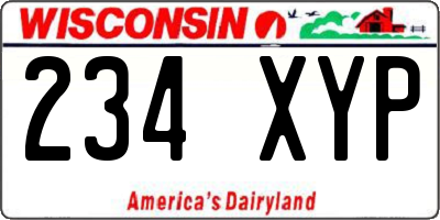 WI license plate 234XYP