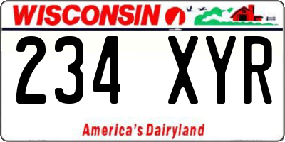 WI license plate 234XYR