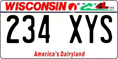 WI license plate 234XYS