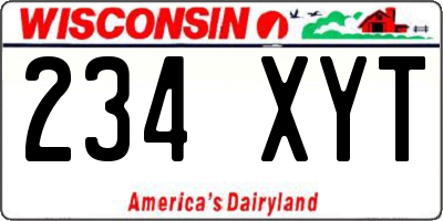 WI license plate 234XYT