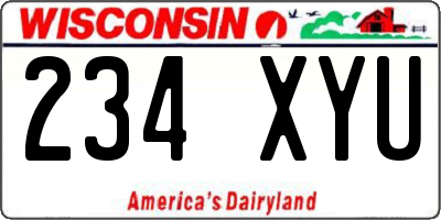 WI license plate 234XYU