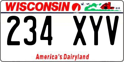 WI license plate 234XYV