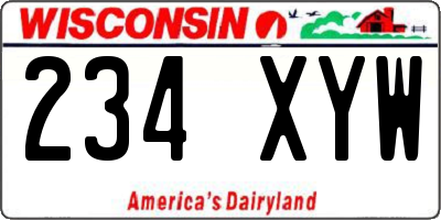 WI license plate 234XYW