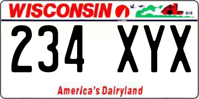 WI license plate 234XYX
