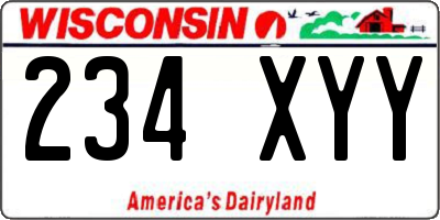 WI license plate 234XYY