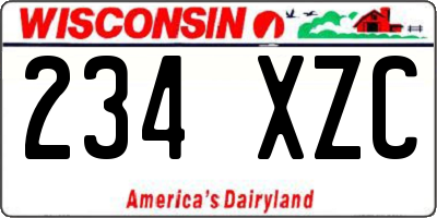 WI license plate 234XZC