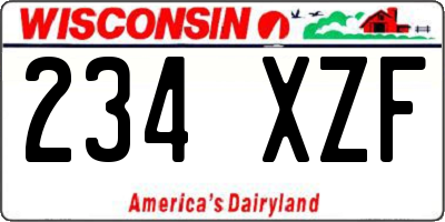 WI license plate 234XZF