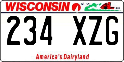 WI license plate 234XZG