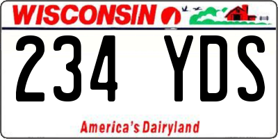 WI license plate 234YDS