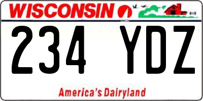 WI license plate 234YDZ