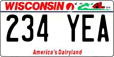 WI license plate 234YEA