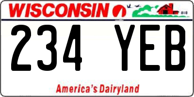 WI license plate 234YEB