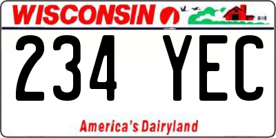 WI license plate 234YEC