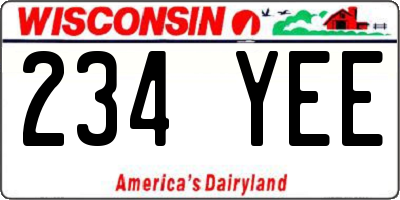 WI license plate 234YEE