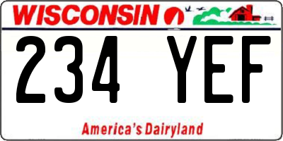 WI license plate 234YEF