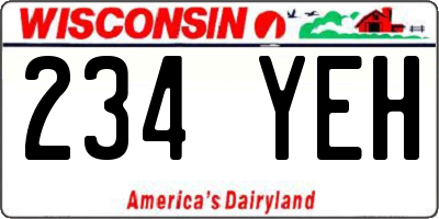 WI license plate 234YEH