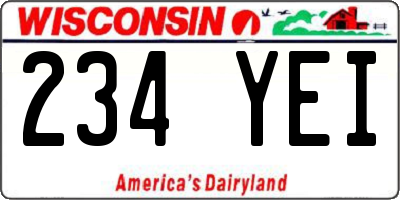 WI license plate 234YEI