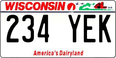 WI license plate 234YEK